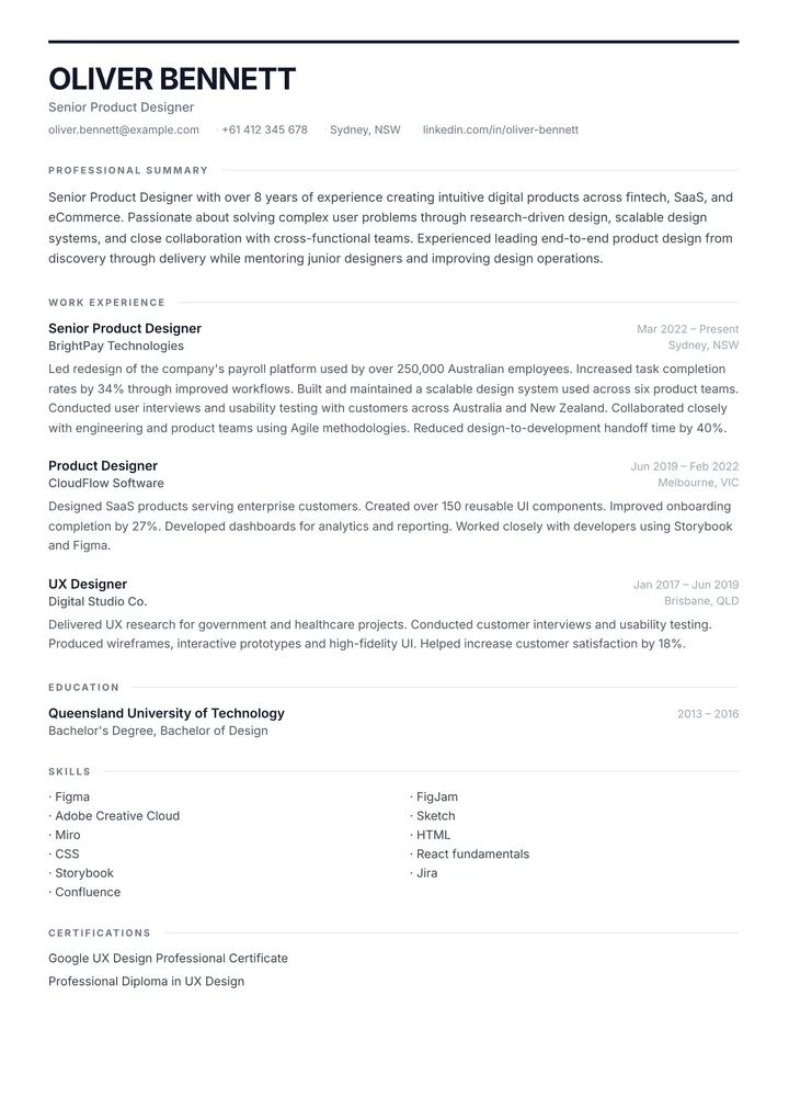 Minimal resume template