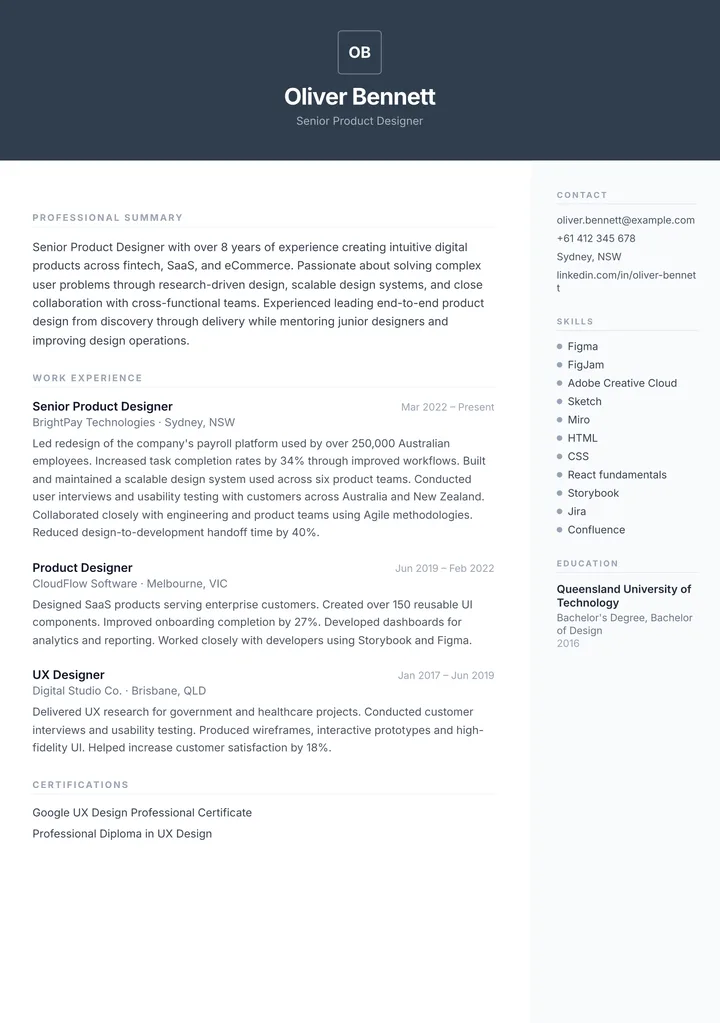 Modern resume template