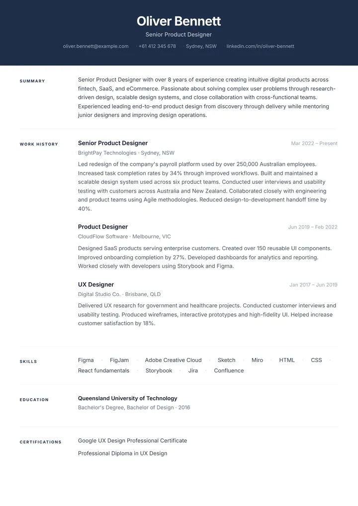 Professional resume template